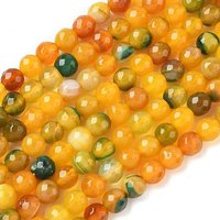 Brins de perles d'agate naturelle, teintées et chauffées, rondes, facettées, or — Perles à bijoux