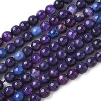 Brins de perles d'agate naturelle, teintées indigo, rondes facettées, 6mm — Perles à bijoux