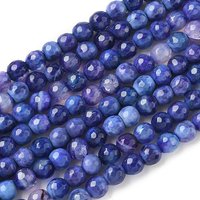 Natural Agate Beads Strands, Dyed Royal Blue, 6mm, 62pcs — Jewelry Beads
