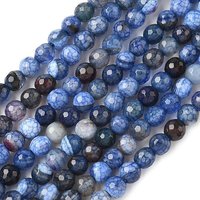 Brins de perles d'agate naturelle, teintées et chauffées, bleu cornflower, 6mm — Perles à bijoux
