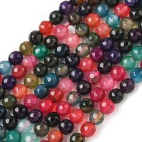 Brins de perles d'agate naturelle, teintées et chauffées, rondes, facettées, 6mm — Perles à bijoux
