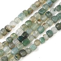 Natural Dragon Veins Agate Beads Strands, Cube, Medium Aquamarine — Jewelry Beads