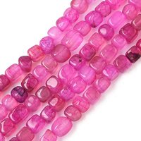 Perles en agate naturelle Dragon Veins, cube, rose vif, 5-6mm — Perles à bijoux