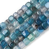 Natural Dragon Veins Agate Beads Strands, Cube, Sky Blue, 56pcs — Jewelry Beads