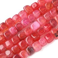 Fils de perles d'agate à veines de dragon naturelles, cube, cramoisi, 56pcs — Perles à bijoux