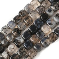 Natural Dragon Veins Agate Beads Strands, Cube, Black, 56pcs — Jewelry Beads