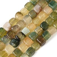 Natural Dragon Veins Agate Beads Strands, Cube, Yellow Green, 56pcs