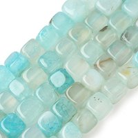 Natural Weathered Agate Beads Strands, Cube, Pale Turquoise, 40pcs — Jewelry Beads