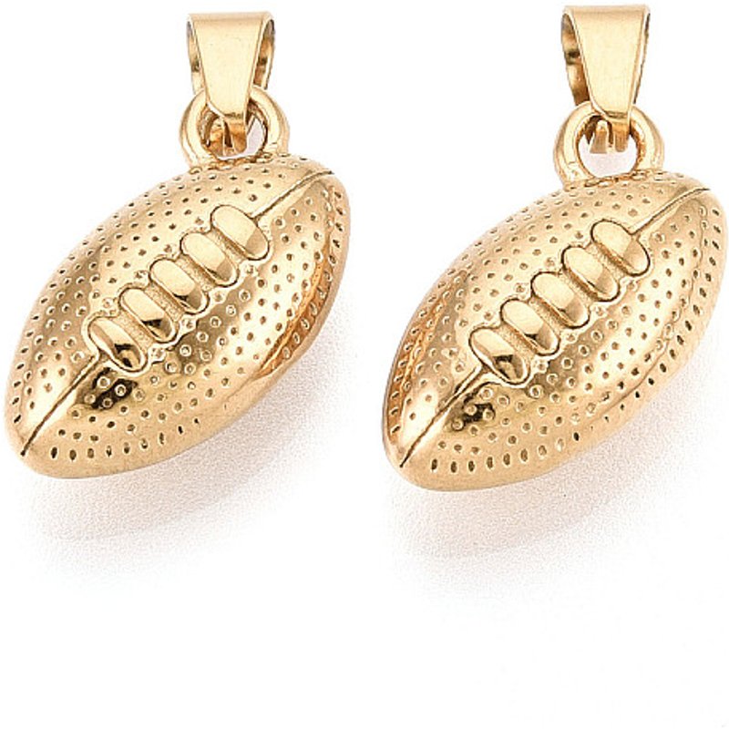 304 Stainless Steel Rugby Pendant with Jump Ring, 18K Gold Plated — Charms & Pendants