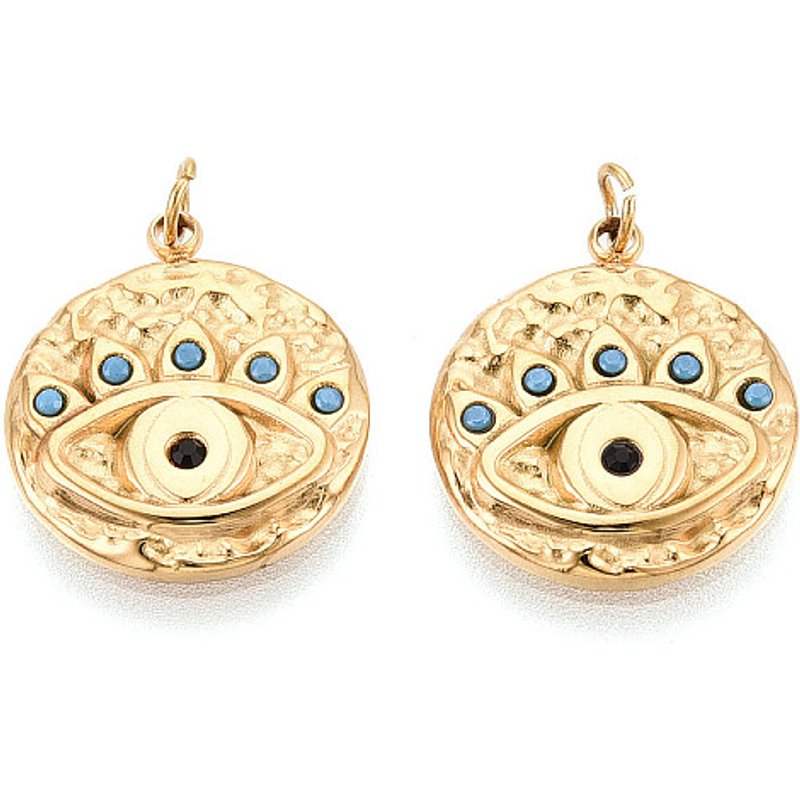 Pendentifs en acier inoxydable 304 avec strass pavé et anneau de saut — Breloques et pendentifs