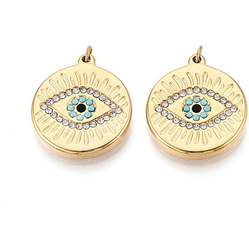 304 Stainless Steel Pave Rhinestone Pendants with Jump Ring — Charms & Pendants