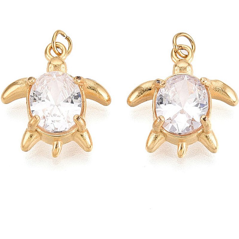 Pendentif Tortue en Acier Inoxydable 304 avec Zirconia Cubique Transparent — Breloques et pendentifs