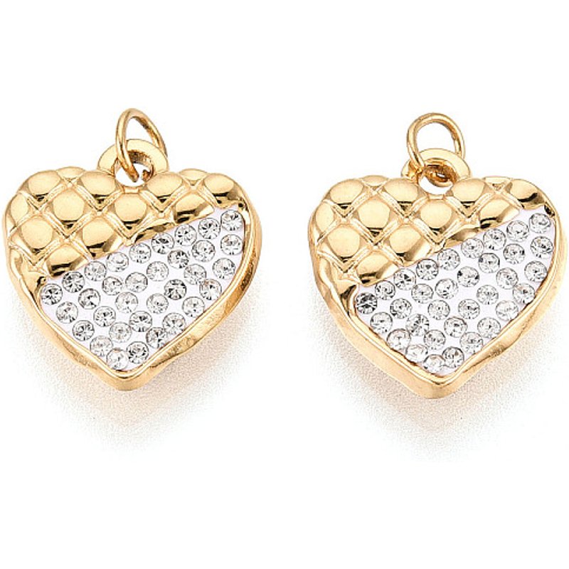 Charms en Acier Inoxydable avec Cristaux en Forme de Cœur — Breloques et pendentifs