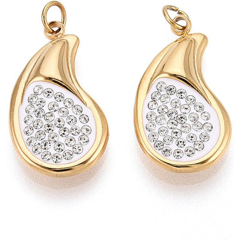 304 Stainless Steel Teardrop Crystal Rhinestone Pendant with Jump Ring — Charms & Pendants