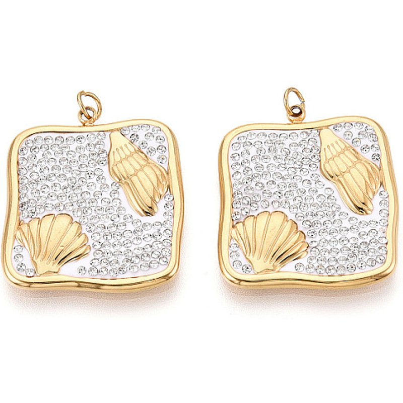Pendentif en acier inoxydable 304 et argile polymère avec cristaux — Breloques et pendentifs