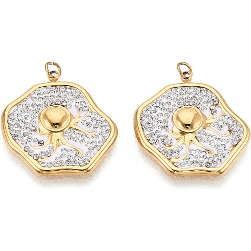 304 Stainless Steel Octopus Pendant with 18K Gold Plating — Charms & Pendants