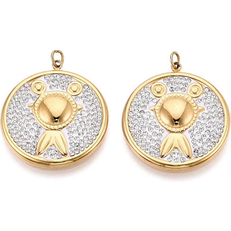 Pendentif Grenouille en Acier Inoxydable et Argile Polymère avec Anneau de Saut — Breloques et pendentifs