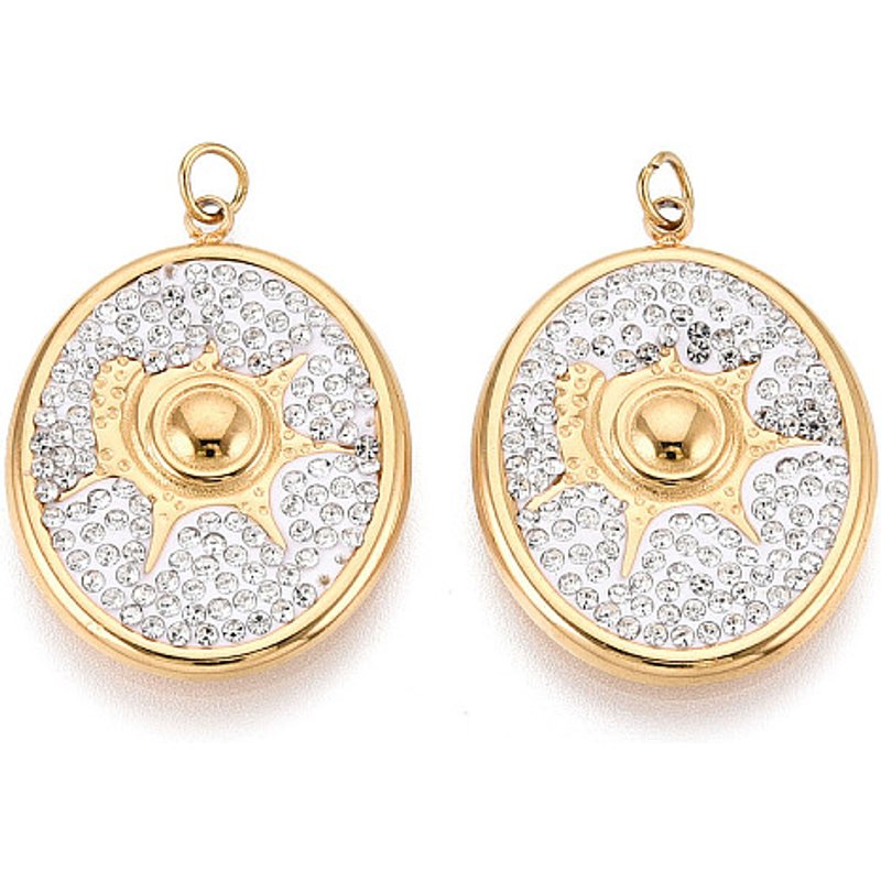Pendentif en Acier Inoxydable 304 et Argile Polymère avec Plaquage en Or 18K — Breloques et pendentifs