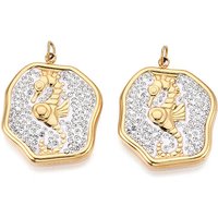 Pendentif en Acier Inoxydable 304 en Forme de Hippocampe avec Plaquage en Or 18K
