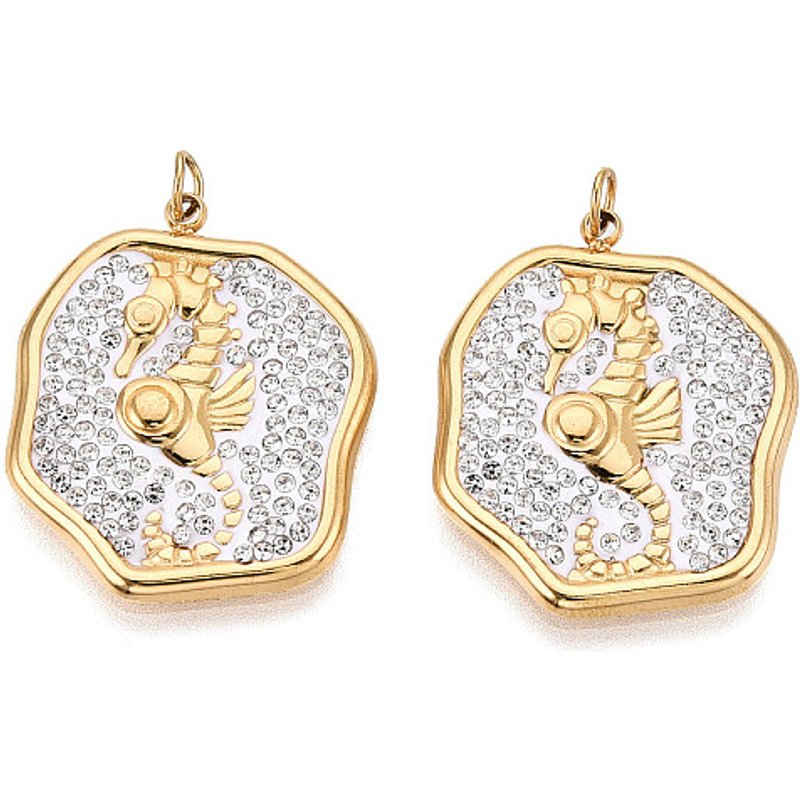Pendentif en Acier Inoxydable 304 en Forme de Hippocampe avec Plaquage en Or 18K — Breloques et pendentifs