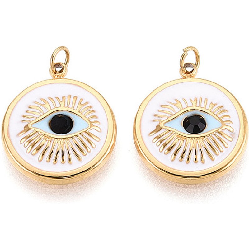 304 Stainless Steel Enamel Evil Eye Pendants with Jump Ring — Charms & Pendants