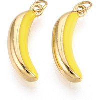 Pendentif en Émail de Banane en Acier Inoxydable 304 avec Anneau de Saut