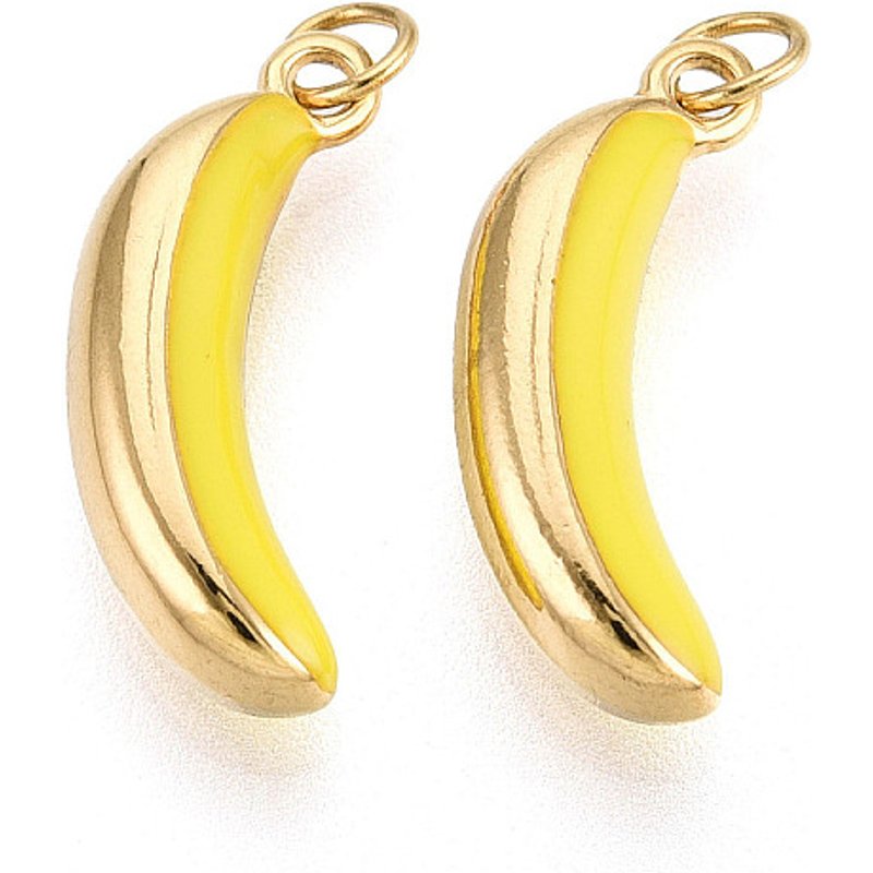 Pendentif en Émail de Banane en Acier Inoxydable 304 avec Anneau de Saut — Breloques et pendentifs