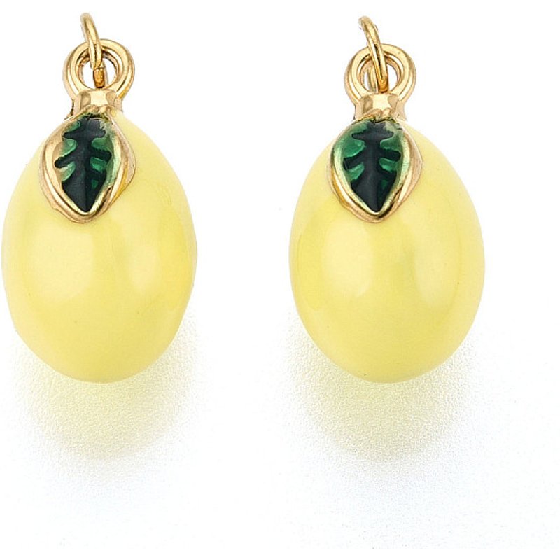 Pendentif en Émail en Acier Inoxydable 304 en Forme de Poire avec Anneau de Saut, Plaqué Or — Breloques et pendentifs