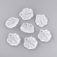Pendentifs en Pétales en Plastique Givré avec Enlacement Métallique Argenté, 1612pcs