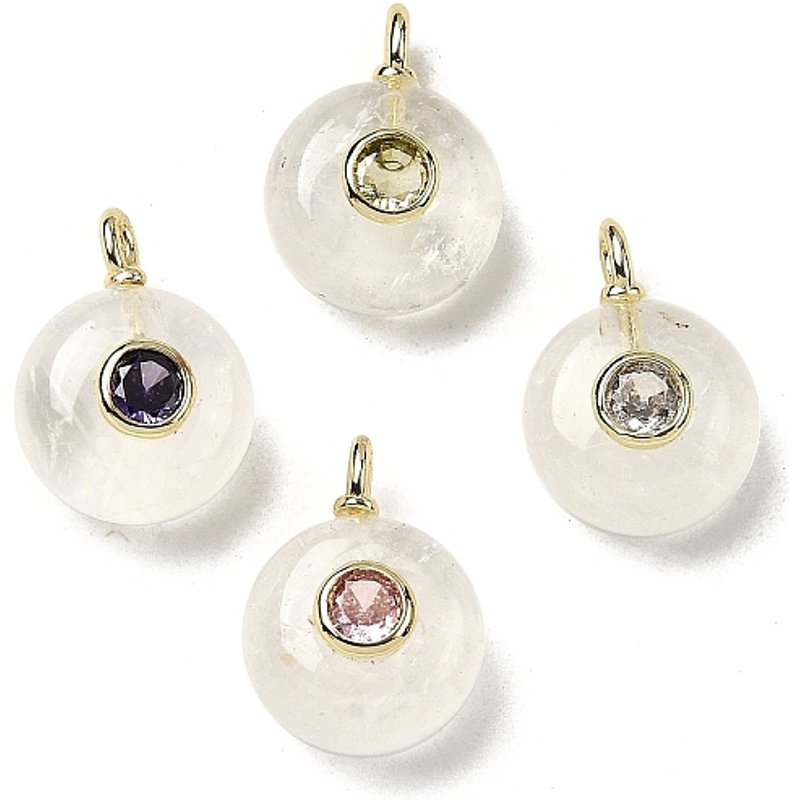 Pendants Ronds en Quartz Naturel avec Trouvailles en Laiton — Breloques et pendentifs