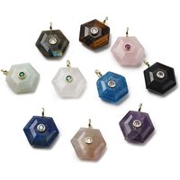 Charms Hexagon Facettés en Pierre Naturelle avec Trouvailles en Laiton