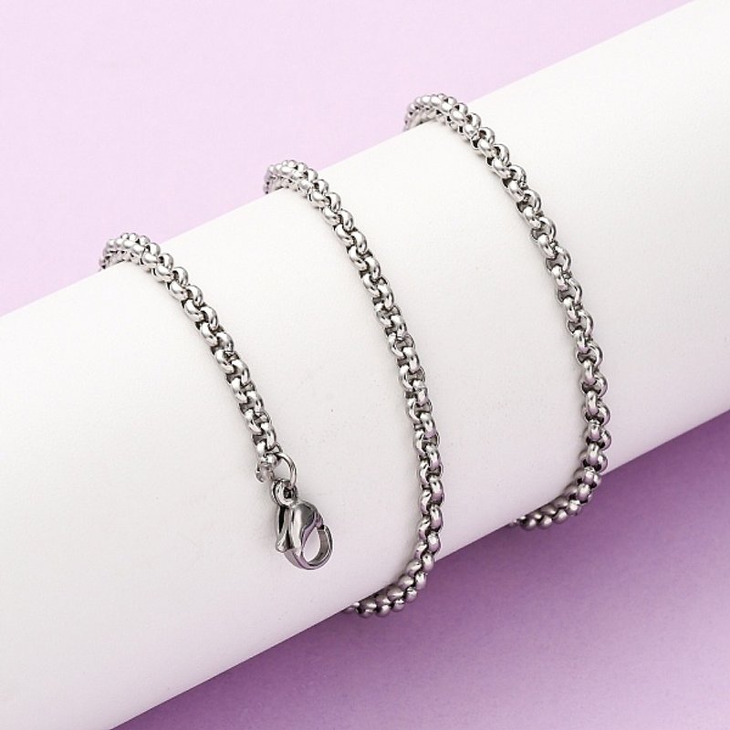 Collier chaîne Rolo en acier inoxydable 304, longueur 18.11 pouces — Collier pendentif
