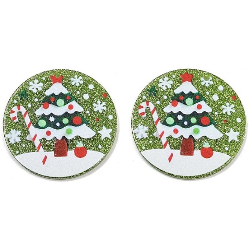 Christmas Tree Opaque Printed Acrylic Pendants — Charms & Pendants