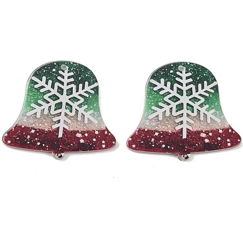 Pendentif Acrylique Imprimé Opaque Thème Noël Flocon — Breloques et pendentifs