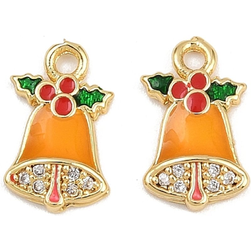 Charm en laiton avec zircone cubique micro pavé, cloche de Noël — Breloques et pendentifs