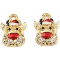 Charm en laiton avec zircon cubique micro pave et émail, cerf