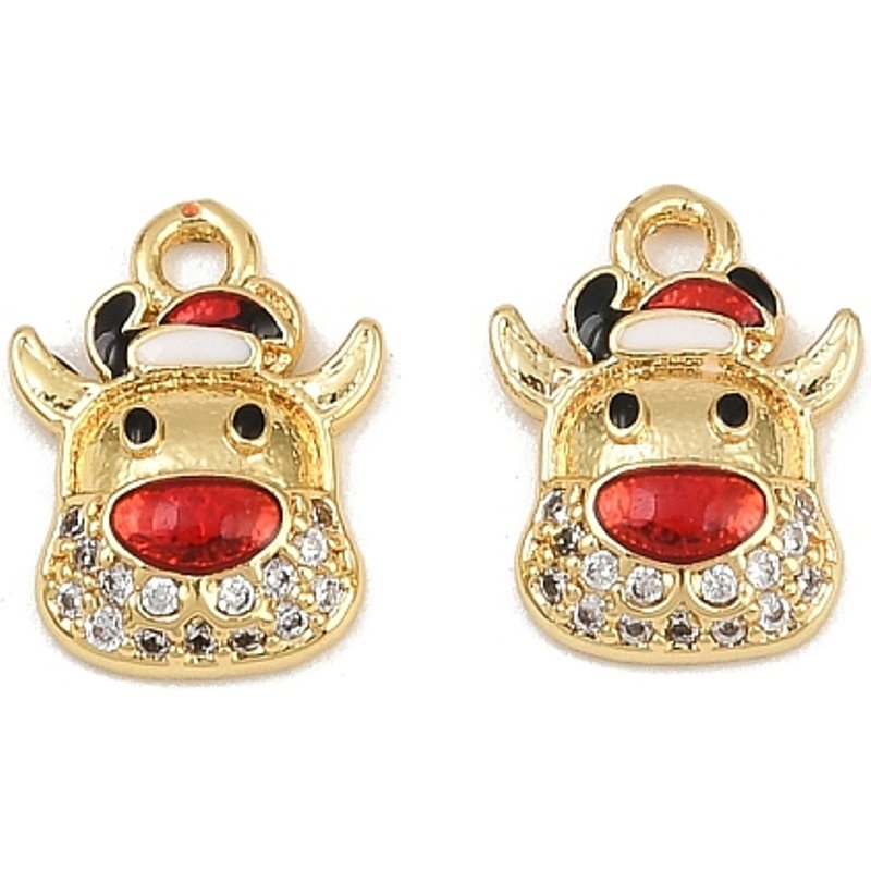 Brass Micro Pave Cubic Zirconia Deer Charm with Enamel — Charms & Pendants