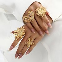 Ensemble de Bagues Ajustables en Alliage pour Femmes - Cœur, Soleil, Papillon, Fleur — Bijoux fantaisie