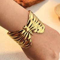 Bracelet Cuff en Acier Inoxydable 304 Doré avec Papillon pour Femmes — Bracelet Femme