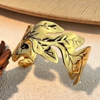 Bracelet Cuff Doré Feuille pour Femmes - Acier Inoxydable 304 — Bracelet Femme