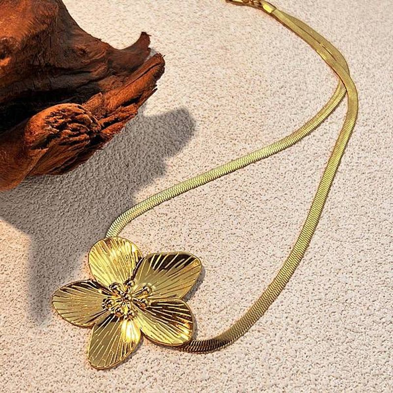 Collier Pendentif en Acier Inoxydable 304 pour Femmes, Doré, 18,5 pouces — Collier pendentif