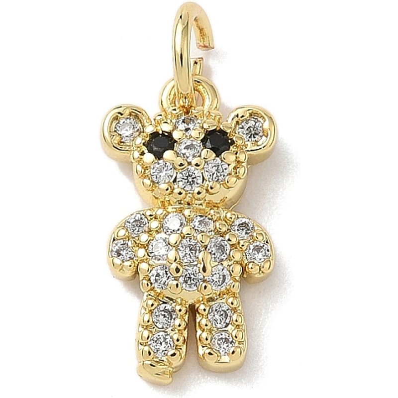 Brass Micro Pave Black and Clear Cubic Zirconia Bear Charms — Charms & Pendants