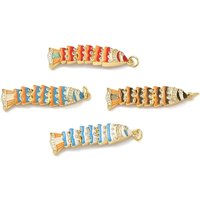 Brass Micro Pave Clear Cubic Zirconia Fish Charms with Jump Rings