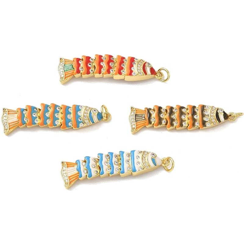 Charms en Poisson en Zircon Cubique Clair Micro Pave en Laiton — Breloques et pendentifs