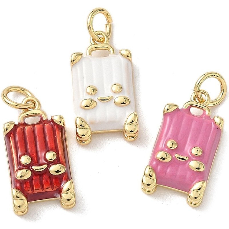 Charms de Valise en Émail de Laiton, Plaqué Or 18K, Couleur Mixte — Breloques et pendentifs