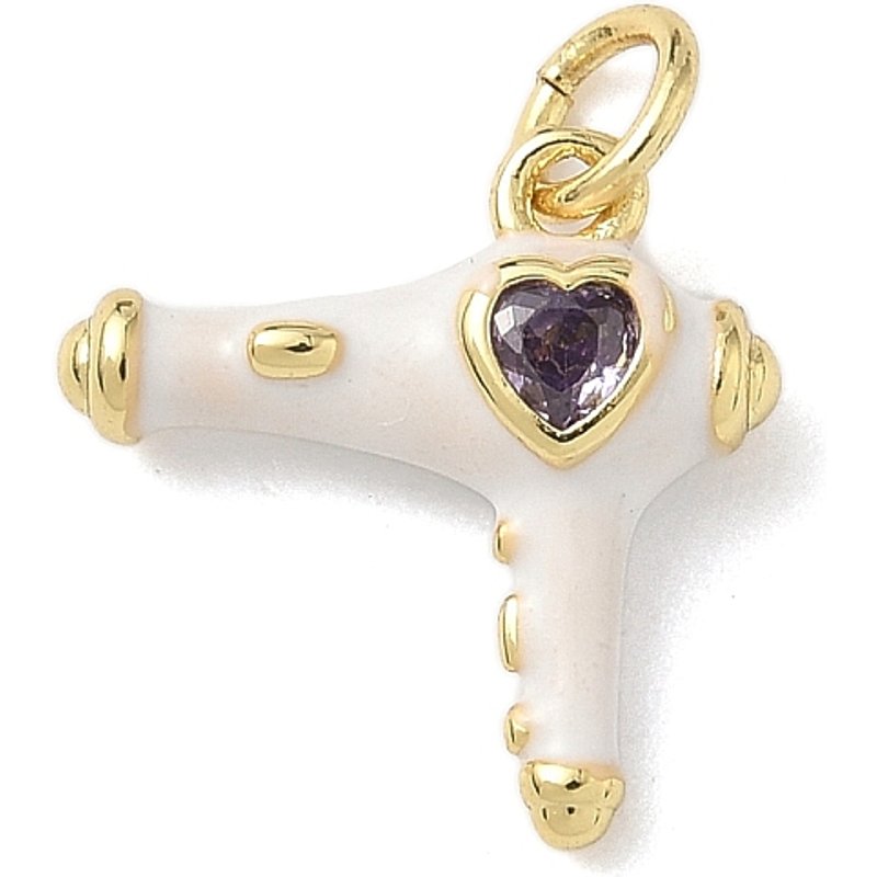 Charm en laiton micro pavé zircon cubique, sèche-cheveux, plaqué or 18K — Breloques et pendentifs
