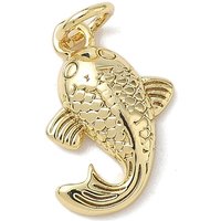 Ocean Series Brass Fish Charms with Jump Rings, 18K Gold Plated