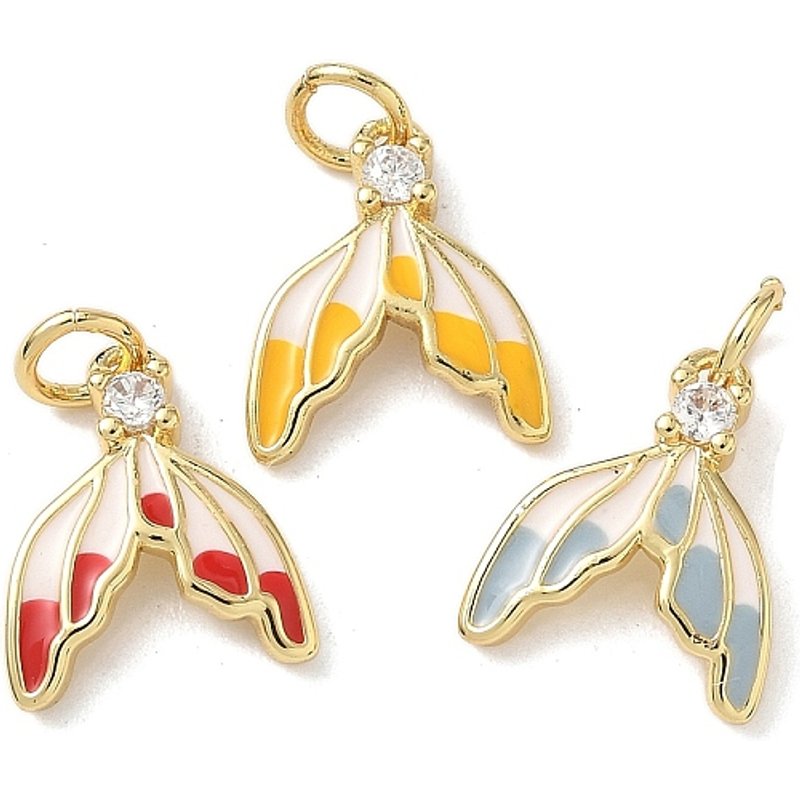 Charms en Émail en Laiton en Forme de Queue de Poisson avec Zirconia — Breloques et pendentifs