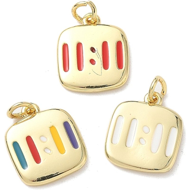 Brass Enamel 11:11 Square Charms with Jump Rings, Gold Plated — Charms & Pendants