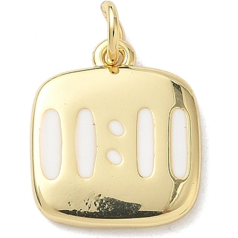 Charms carrés en émail de laiton 11:11 avec anneaux de saut, plaqué or — Breloques et pendentifs